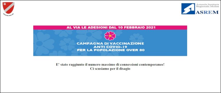 Covid Molise: aperte le adesioni per la vaccinazione anti Covid-19. Ma il sito non funziona