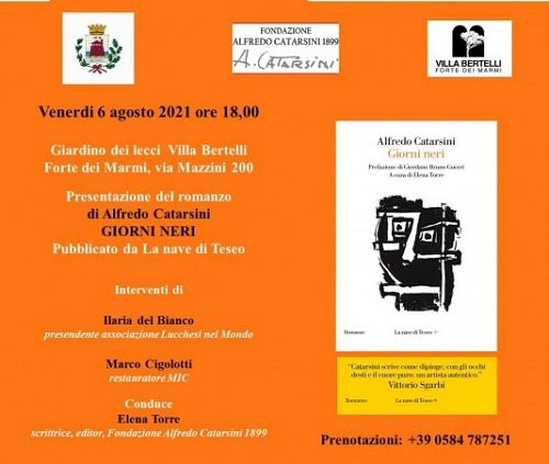 Fondazione Catarsini: a Villa Bertelli si presenta il romanzo Giorni neri