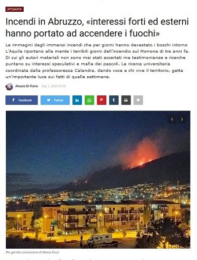 Dietro il fuoco ci sono terroristi mafiosi ma in Abruzzo non si può dire (e per questo lo gridiamo ancora più forte)