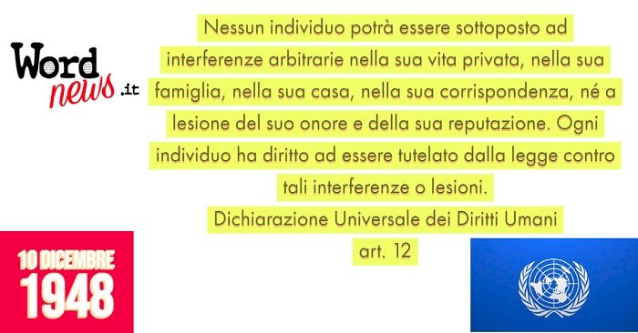 DICHIARAZIONE UNIVERSALE DEI DIRITTI UMANI - art.12