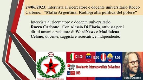 Il 24 giugno evento online «Mafia argentina. Radiografia politica del potere»