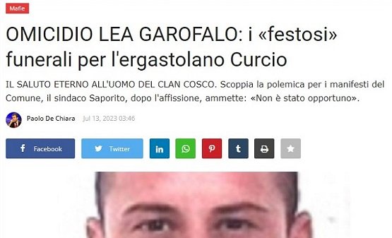 Manifesto per il killer di Lea Garofalo, l'intervento delle Agende Rosse di Bisognano (Cosenza): «Il Comune da che parte sta?»