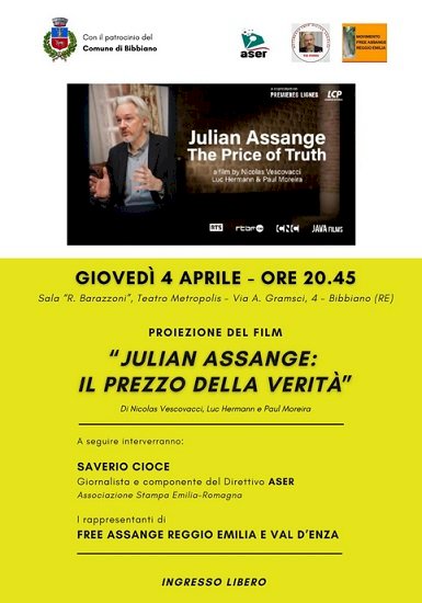 A Bibbiano la proiezione di «Julian Assange il prezzo della verità»