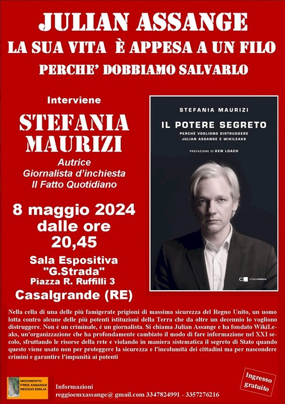 8 MAGGIO. Tre eventi per Assange a Reggio Emilia in attesa del nuovo verdetto